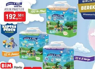 JENNY & WİLLY AYLIK PAKETLER BEBEK BEZİ JENNY & WİLLY AYLIK PAKETLER BEBEK BEZİ